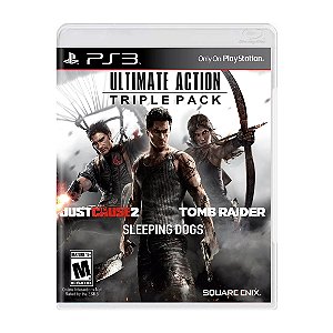 Jogo Ultimate Action Triple Pack Just Cause 2 Sleeping Dogs Tomb Raider - PS3 Seminovo
