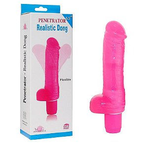Protese Rosa em silicone com vibrador E escroto – Aphrodisia Sex shop