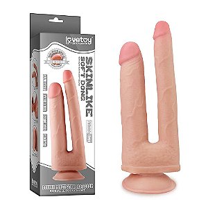 Dildo Pênis Realístico Duplo Com Ventosa e Vertebras Imita a Pele Humana - Lovetoy