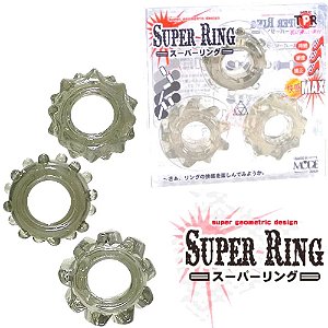 Anel Peniano Kit 03 Super Ring Boss em Silicone