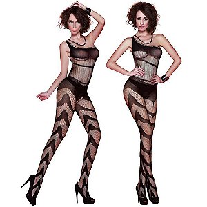 Macacão arrastão Body stocking E Trabalho Na Diagonal Yaffa