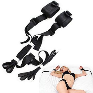 Algema Fetiche Bondage Dupla Com Fita Para Prender Na Cama