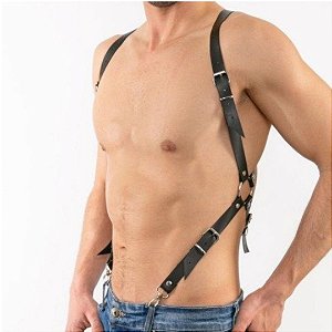 Arreio Harness Masculino Suspensório Feito de Couro Com Ajustes