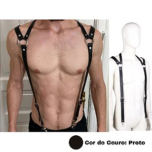 Arreio Masculino Em Couro Preto Arnês Sado Fetiche Sexy