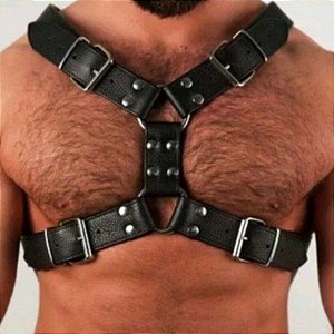 Arreio Peitoral Masculino Harness Com Regulagem em Couro BDSM