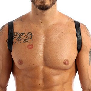Arreio Masculino Harness Sexy Preto Botões De Ajuste BDSM