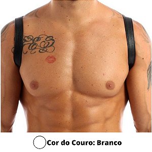 Arreio Masculino Harness Branco Botões De Ajuste BDSM Sado