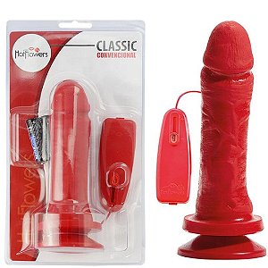 Pênis Vermelho com Vibrador e Controle Externo 16X4Cm Hot Flowers