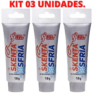 KIT 03 Skenta Sfria Gel de Massagem Excitante Unissex 18G For Sexy