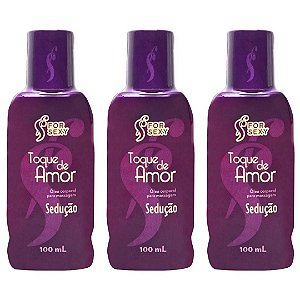 KIT 03 Óleo Corporal Para Massagem Sedução Toque De Amor 100Ml