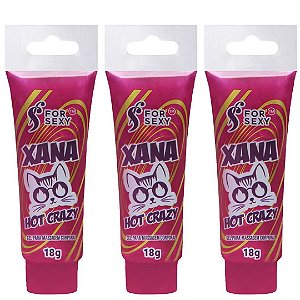 KIT 03 Creme Vibrador Feminino Xana Hot Crazy 18G - For Sexy