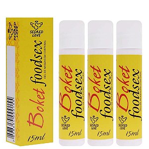 KIT 03 Géis Beijável Para Massagem Boket Foodsex 15Ml Segred Love