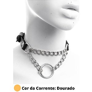 Colar Gargantilha Com Detalhes de Correntes E Argola Cor Dourado