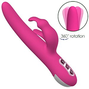 Vibrador Ponto G Rotativo Com Estimulador Recarregável 7Vel