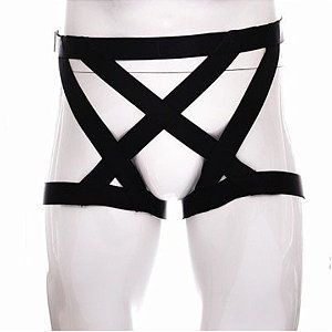 Cueca Jockstrap Feito em Elástico Preto Cruzado