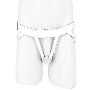 Cueca Jockstap Masculino Elástico Branco Com Anel Peniano 4,5Cm