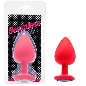 Plug Anal Em Silicone Vermelho Macio 8 x 3,5 Cm Seamless