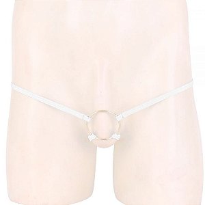 Anel Peniano 5 Cm Tanga Masculina Com 2 Tiras Elástico Branco