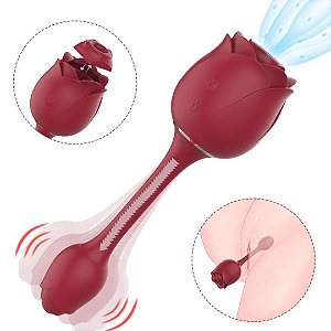 Estimulador de Clitoris Com Sugador e Vibrador Rosa Immortal Flowers 3