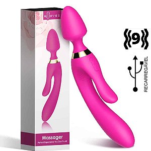 Vibrador Varinha Magica Duplo Recarregável com 9 Velocidades