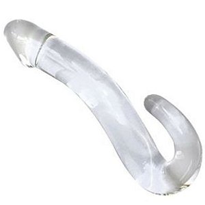 Plug Penetrador Anal e Vaginal Ponto G Em Vidro Transparente 12×2,5Cm