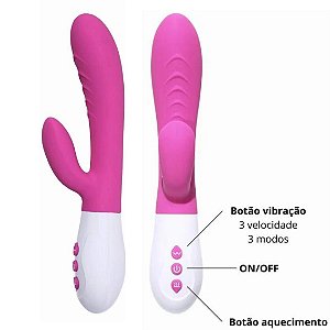 Estimulador Com Vibrador Duplo Ponto G e Clitóris Com Aquecimento