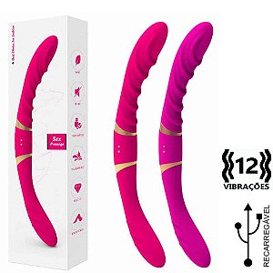 Vibrador Ponta dupla Recarregável com 12 Modos de Vibração