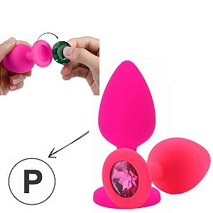 Plug Anal P Silicone Rosa 7x2,8 Cm Joia Removível