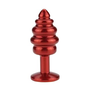 Plug Anal 9 x 4 Cm Metal Vermelho Espiral Pedra Colorida