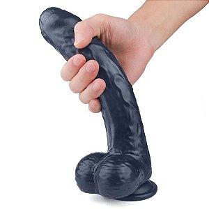 Dildo Pênis Silicone Preto Com Ventosa Silicone Martin-L 24x4 Cm