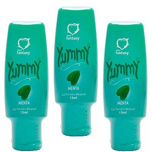 KIT 03 Yummy Gel Térmico Comestível Sabor Menta Sexy Fantasy