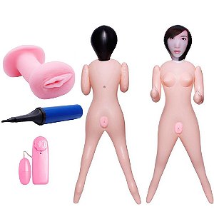 Boneca feminina inflável com dois orificios penetráveis