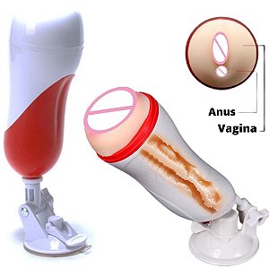 Masturbador Lanterna Orifícios de Vagina e Anus com Ventosa