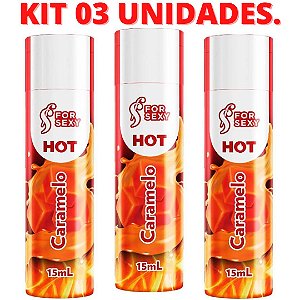 KIT 03 Géis HOT De Massagem Comestível Sabor Caramelo 15ML