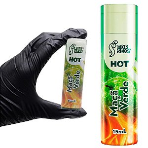 Gel Hot Corporal Comestível de Maça Verde 15Ml ForSexy