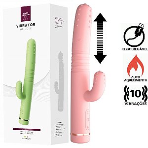 Vibrador Ponto G e Clitóris, Vai e Vem Forma de Cacto Rosa