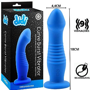 Vibrador Pênis Dildo Curvo Azul Á PROVA D'ÁGUA Recarregável