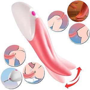 Vibrador Feminino Formato Língua de Textura Realista. Tongue