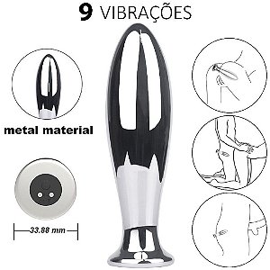 Plug Anal com Vibrador Recarregável em Aço Doley - S-Hande