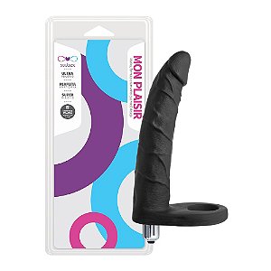 Anel Companheiro Amigão Preto Grande e Fino Com Vibrador