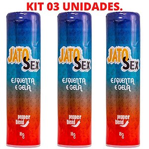 Kit 03 Gel Beijável Bifásico Jato Sex da Pepper Blend esquentar e esfriar - Sexshop