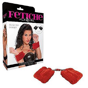 Algema Erótica de pélucia fechadas com velcro - Vermelho - Sex shop