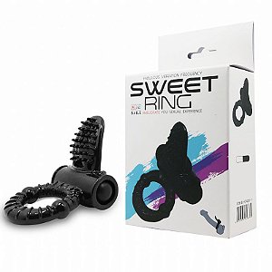 Anel Peniano Com Vibrador Em Silicone Preto Sweet Ring