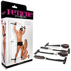 BONDAGE - Kit com 4 Amarras para Prender na Porta - Oncinha - Sexshop