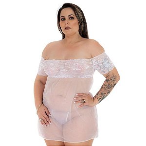 Camisola Gabriela Plus Size Pimenta Sexy Branca - Sexshop