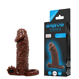 Capa Peniana Extensora com 4 cm de Extensão e Alça para Escroto - BRAVE MAN - Sexshop