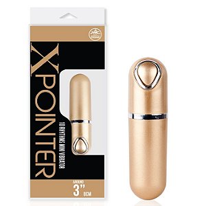 Cápsula metálica dourada 8 cm com luz de Led e 10 velocidades - X POINTER - NANMA - Sexshop