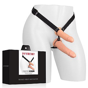 Cinta com 2 pênis Strap On Dupla Completa Preta - Sexshop