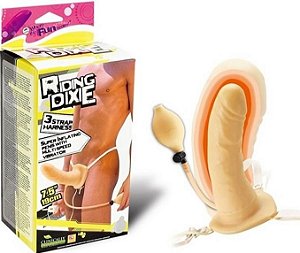 Cinta com pênis inflável vazado com vibração multivelocidade - RIDING DIXIE - NANMA - Sexshop