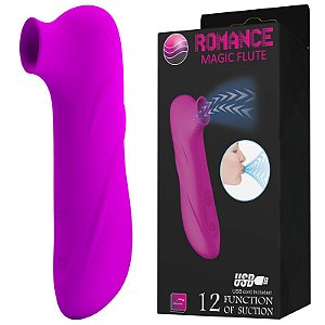 Vibrador Estimulador Clitoriano e Seios Com 12 Vibrações e Sucção Romance Magic Flut - Sexshop